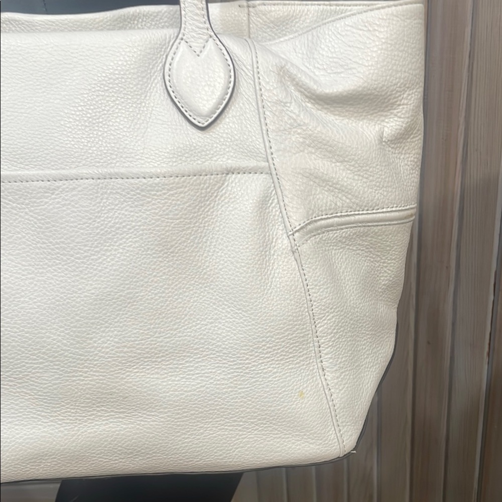 Aimee Kestenberg White Pebbled Leather Tote with Metallic Hardware - Picture 9 of 17